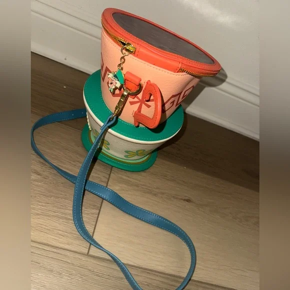 Disney Loungefly Teacup Crossbody Bag in Orange, White, and Teal - Picture 3 of 3